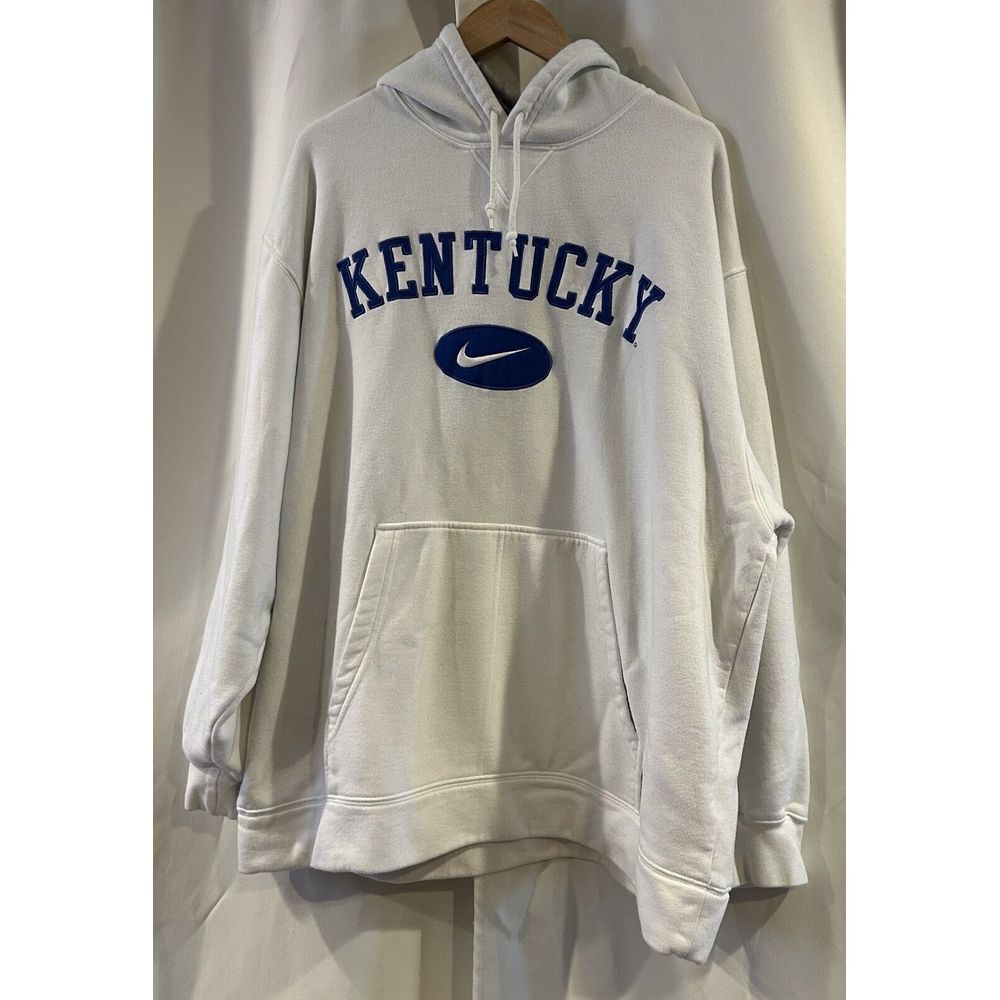 Nike‎ University Kentucky Hoodie Sweater Center Swoosh White Mens XL - Picture 2 of 8